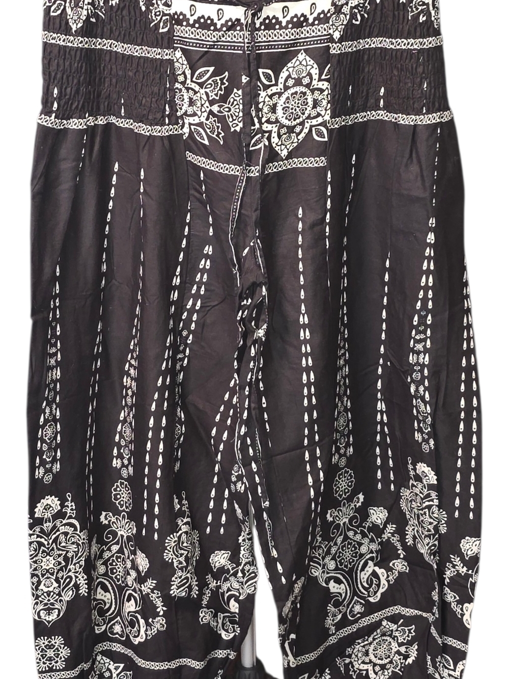 Black & White Printed Wide-Leg Jumpsuit Pants